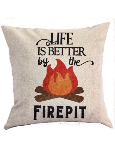 Funda de Almohada Cuadrada FaceYee 45x45cm Lino La Vida es Mejor