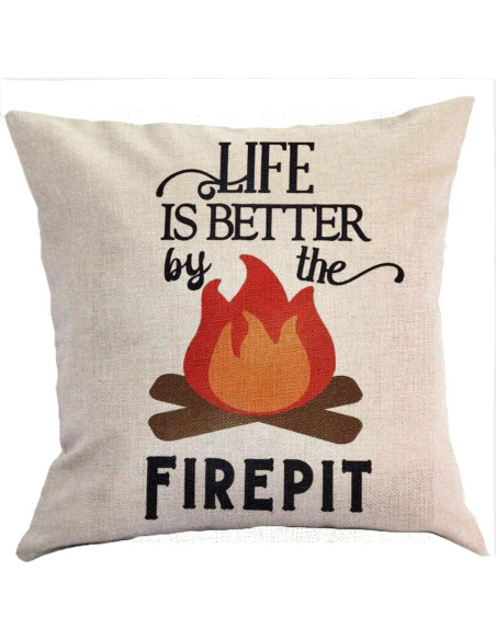 Funda de Almohada Cuadrada FaceYee 45x45cm Lino La Vida es Mejor