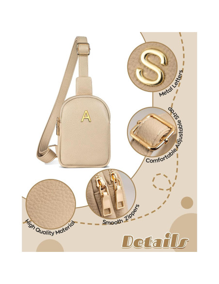 Bolso Cruzado Personalizado Freesya 18x13.5 cm Taupe