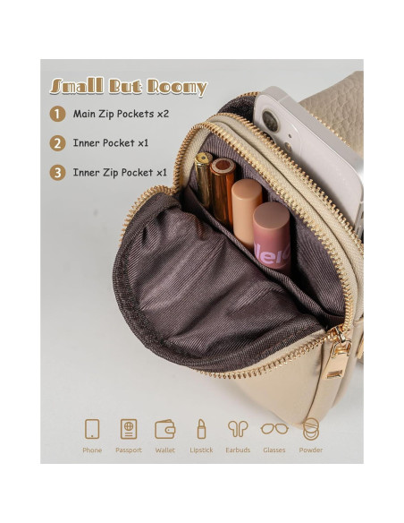 Bolso Cruzado Personalizado Freesya 18x13.5 cm Taupe