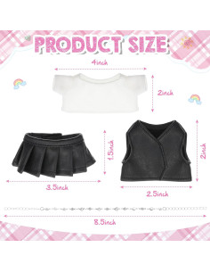Conjunto de Ropa para Muñeca Hiboom 17 cm - Chaleco, Falda y Collar 2