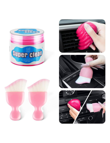 Kit de Limpieza de Autos SINGARO con Gel y 2 Cepillos Detalle