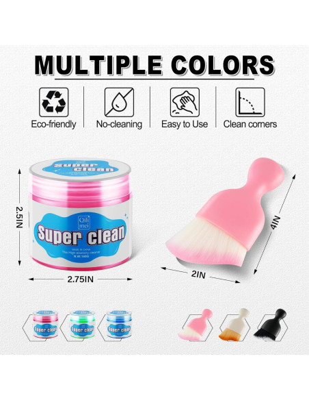 Kit de Limpieza de Autos SINGARO con Gel y 2 Cepillos Detalle