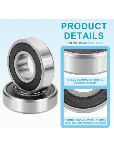 Rodamientos de Bolas PATIKIL R8-2RS Doble Sellado 2 Piezas