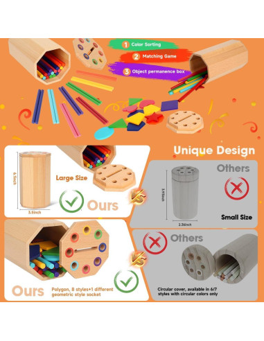 Juguetes Montessori de Madera 2 en 1 para Niños 1-3 Años