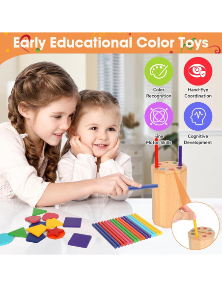 Juguetes Montessori de Madera 2 en 1 para Niños 1-3 Años