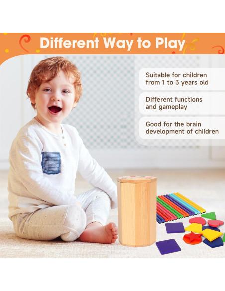 Juguetes Montessori de Madera 2 en 1 para Niños 1-3 Años