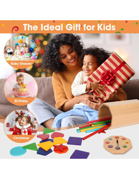 Juguetes Montessori de Madera 2 en 1 para Niños 1-3 Años