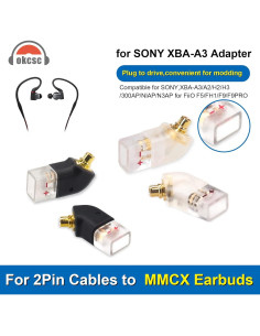 Adaptador 2 Pin Femenino a MMCX Masculino okcsc - Negro 2