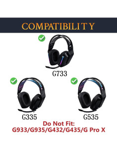 Almohadillas de Gel Refrigerante SOULWIT para Auriculares Logitech G733 G535 G335 - Negro 2