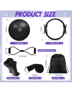 Kit de Fitness Poen 18 Pcs: Anillo, Pelota, Bandas y Más 2
