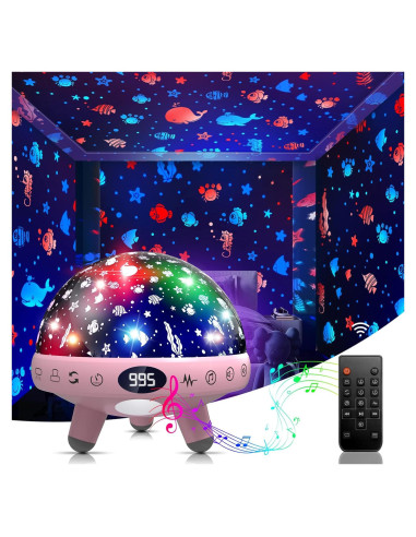 Proyector de Luz Nocturna ZKYQSHDHX Rosa con Sonidos Relajantes