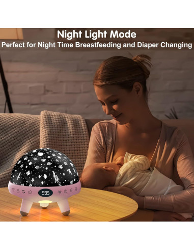 Proyector de Luz Nocturna ZKYQSHDHX Rosa con Sonidos Relajantes