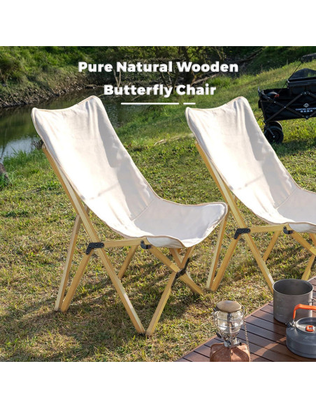 Paquete de 2 Sillas de Camping Plegables Bathonly Beige