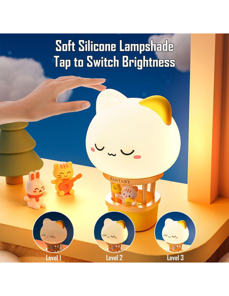 Luz Nocturna Recargable Gato KVPPVT 3 Niveles de Brillo