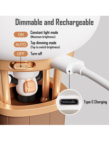 Luz Nocturna Recargable Gato KVPPVT 3 Niveles de Brillo