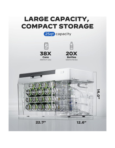 Nevera de Coche Marsail 25QT 12V -20C a 20C Portátil