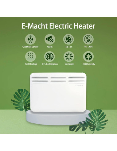 Calentador Eléctrico E-Macht 1000W con Termostato Ajustable