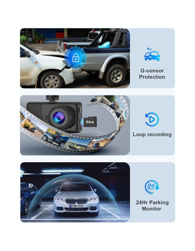 Cámara Dash Delantera y Trasera AIPLUGER 2.5K + 1080P