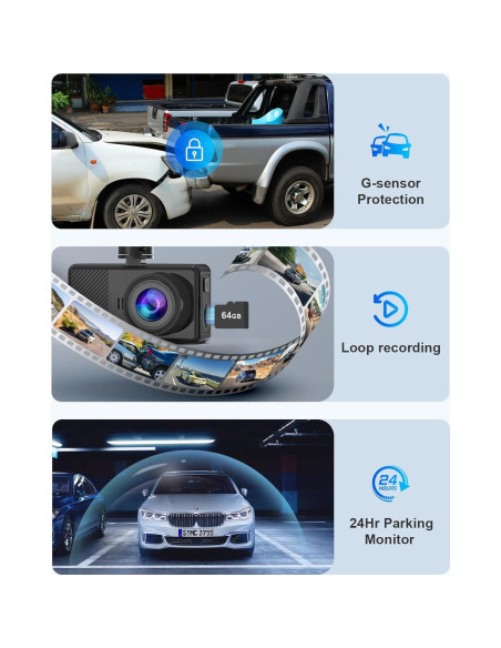 Cámara Dash Delantera y Trasera AIPLUGER 2.5K + 1080P