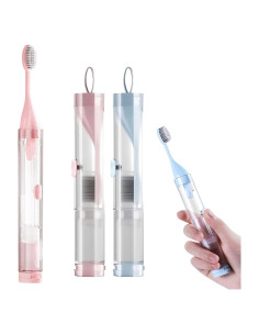 Kit de Cepillo de Dientes de Viaje Plegable 2 Piezas Azul/Rosa
