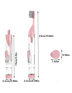 Kit de Cepillo de Dientes de Viaje Plegable 2 Piezas Azul/Rosa 2