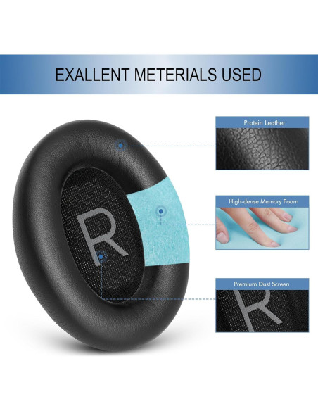 Almohadillas de Repuesto GEVO para Auriculares Bose QC45 SE