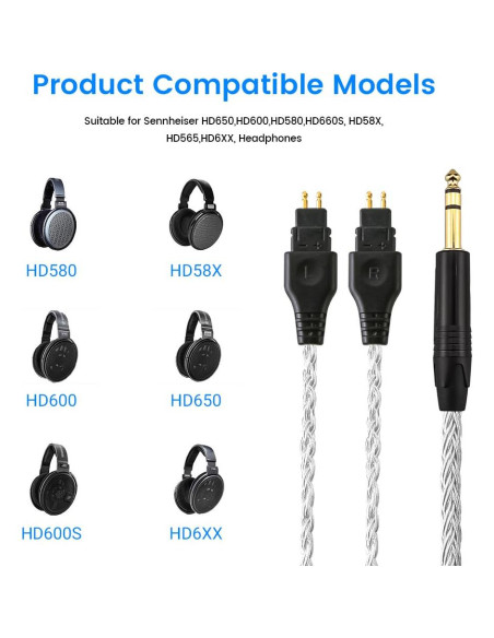 Cable de Reemplazo para Auriculares Sennheiser 1.2m 6.3mm