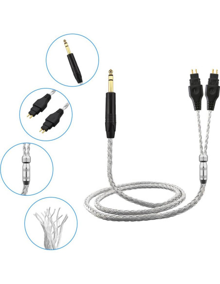 Cable de Reemplazo para Auriculares Sennheiser 1.2m 6.3mm