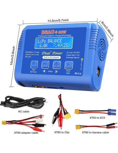 Cargador de Batería Balance Aorika B6AC 80W 6A para RC