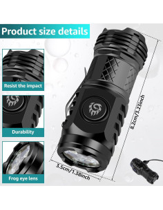 Mini Linterna LED YUECHENE 600mAh IPX4 5 Modos Compacta Negra 2