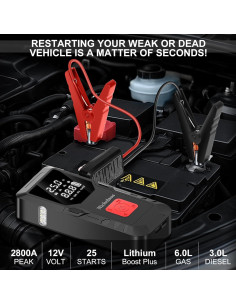 Arrancador de Batería Nicholaus QB08L 8000mAh 2800A con Compresor 2