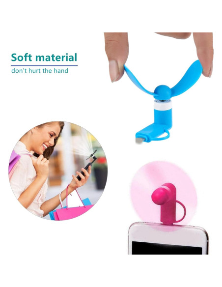 Ventilador Mini USB YUNLOVXEE para iPhone y Android - 6 Paquetes