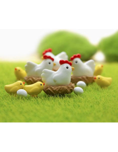 Juego de 12 Estatuas Miniatura de Gallina y Pollito Gryshanyun 2
