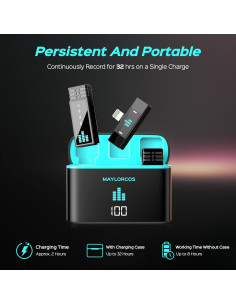 Micrófono Lavalier Inalámbrico FESTIVALCOS para iPhone/iPad, 32h Batería, 20m Alcance 2