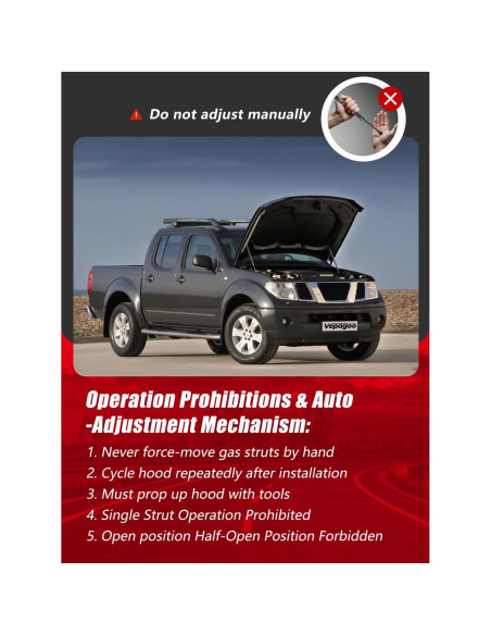 Amortiguadores de Capó Delantero Vepagoo para Nissan 2004-2018