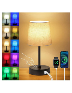 Lámpara de mesa Ascher 29cm LED RGB con puertos USB