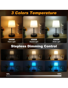 Lámpara de mesa Ascher 29cm LED RGB con puertos USB 2