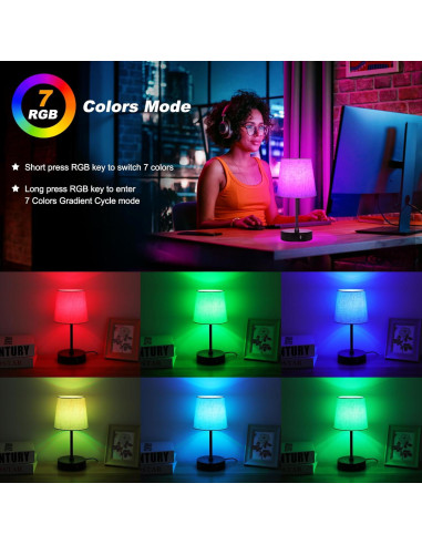 Lámpara de mesa Ascher 29cm LED RGB con puertos USB
