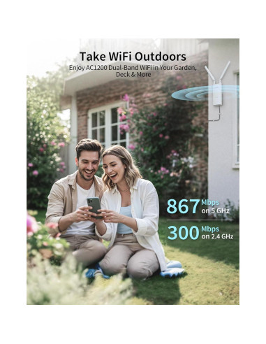 Extensor de WiFi Exterior BrosTrend AC1200 Doble Banda IP65
