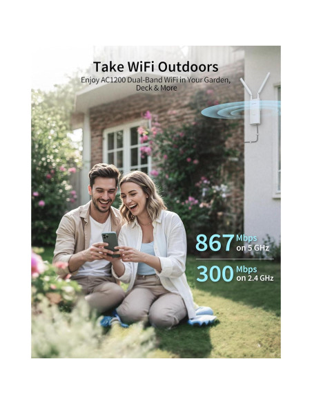 Extensor de WiFi Exterior BrosTrend AC1200 Doble Banda IP65