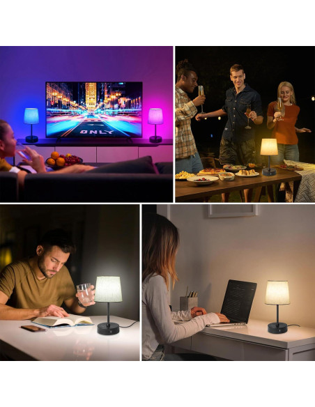 Lámpara de mesa Ascher 29cm LED RGB con puertos USB