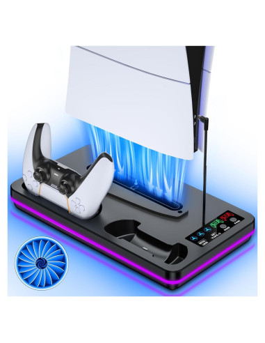 Soporte y Estación de Enfriamiento PS5 Slim DBEPANK con Carga Rápida