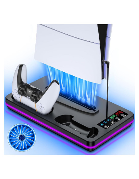 Soporte y Estación de Enfriamiento PS5 Slim DBEPANK con Carga Rápida