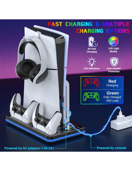 Soporte y Estación de Enfriamiento PS5 Slim DBEPANK con Carga Rápida
