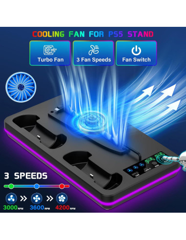 Soporte y Estación de Enfriamiento PS5 Slim DBEPANK con Carga Rápida