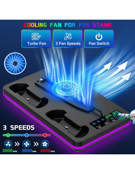 Soporte y Estación de Enfriamiento PS5 Slim DBEPANK con Carga Rápida