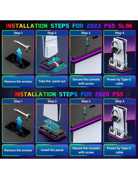 Soporte y Estación de Enfriamiento PS5 Slim DBEPANK con Carga Rápida