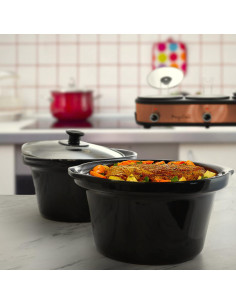 Olla de Cocción Lenta Megachef Triple 2.5L Cobre y Negro 2