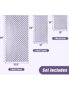 Juego de Toallas de Baño Jacquotha 8 Piezas Algodón Lila 2